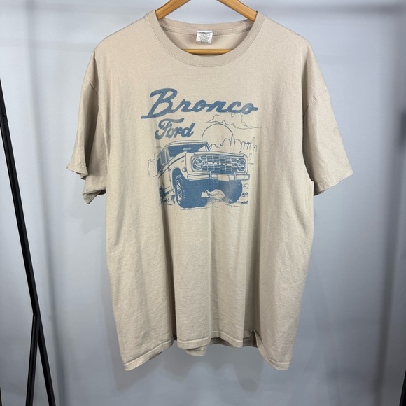 Junk Food Clothing Ford Bronco Graphic Tee - Tan and Blue Size Large - Picture 1 of 7